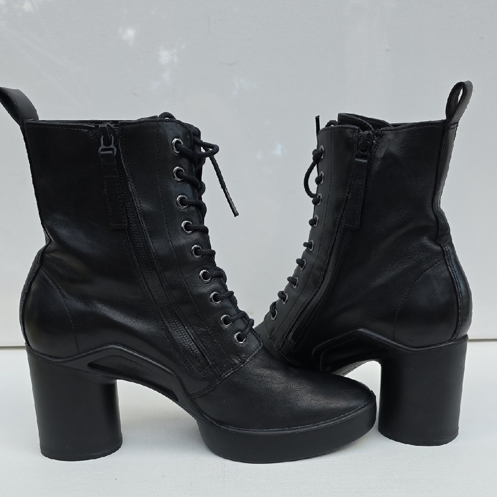 469 ECCO Shape Sculpted Motion 55 Black Leather Lace-Up Boots Size 41 (10-10.5) - Picture 5 of 8